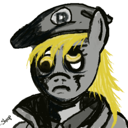 Size: 368x368 | Tagged: safe, artist:rainbow-dosh, derpy hooves, pony, g4, bipedal, female, meme, remove kebab, solo