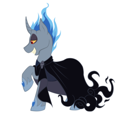 Size: 2446x2322 | Tagged: safe, artist:icelion87, pony, curved horn, disney, disney style, greek mythology, hades, hercules, horn, ponified, smiling, solo, style emulation