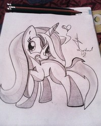 Size: 1024x1280 | Tagged: safe, artist:4-cardinal, oc, oc only, pony, blank flank, female, illustration, mare, solo, traditional art