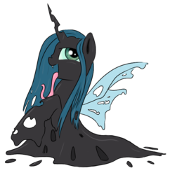 Size: 600x619 | Tagged: safe, artist:rainbow-dosh, artist:xioade, queen chrysalis, goo pony, original species, g4, female, long tongue, slime, solo, tentacle tongue