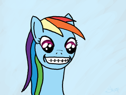 Size: 800x600 | Tagged: safe, artist:rainbow-dosh, rainbow dash, g4, braces, female, solo