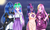 Size: 1200x720 | Tagged: safe, artist:viracon, princess cadance, princess celestia, princess luna, twilight sparkle, human, g4, alicorn tetrarchy, alternate hairstyle, boob window, breasts, cheongsam, cleavage, clothes, cosplay, female, glasses, hakama, horn, horned humanization, humanized, kimono (clothing), pony coloring, sekirei, twilight sparkle (alicorn)