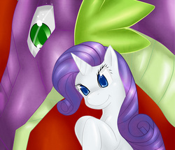 Size: 2327x2000 | Tagged: safe, artist:eins trigger, rarity, spike, g4, fanfic art, female, male, ship:sparity, shipping, straight