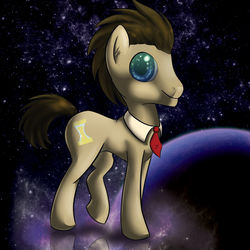 Size: 500x500 | Tagged: safe, artist:krucification, artist:pajaga, doctor whooves, time turner, earth pony, pony, g4, background pony, doctor who, male, solo, space, tenth doctor, time lord