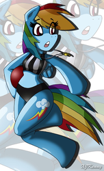 Size: 550x905 | Tagged: safe, artist:xjkenny, rainbow dash, anthro, unguligrade anthro, g4, arm hooves, clothes, dodgeball, female, midriff, referee, referee rainbow dash, shorts, solo, sports, whistle, zoom layer