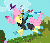 Size: 626x540 | Tagged: safe, screencap, fluttershy, bird, pegasus, pony, g4, magic duel, season 3, adorable distress, animated, bunny ears, carrying, clothes, cute, dangerous mission outfit, eyes closed, female, galloping, goggles, hoodie, hoofy-kicks, mare, messy mane, running, running in place, shyabetes, solo, talking