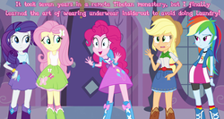 Size: 1280x680 | Tagged: safe, edit, edited screencap, screencap, applejack, fluttershy, pinkie pie, rainbow dash, twilight sparkle, equestria girls, g4, my little pony equestria girls, cards against equestria girls, meme, pinkie has a crazy idea