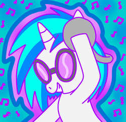 Size: 570x550 | Tagged: safe, artist:chey, dj pon-3, vinyl scratch, g4, cute, female, solo