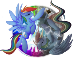 Size: 1500x1191 | Tagged: safe, artist:falleninthedark, part of a set, rainbow dash, g4, discorded, duality, falling, grayscale, monochrome, rainbow ditch, simple background, sonic rainboom, split personality, stormcloud, transparent background