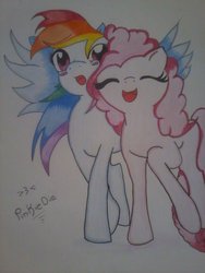 Size: 1024x1365 | Tagged: safe, artist:pinkiepiedie, pinkie pie, rainbow dash, g4, female, lesbian, ship:pinkiedash, shipping