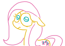 Size: 423x300 | Tagged: safe, artist:weaver, fluttershy, g4, blushing, female, simple background, solo, white background