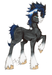 Size: 1983x2867 | Tagged: safe, artist:luckyryo, pony, blaze (coat marking), coat markings, facial markings, jojo's bizarre adventure, jonathan joestar, ponified, raised hoof, simple background, socks (coat markings), solo, standing, traditional art, transparent background