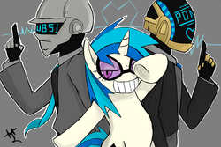 Size: 3000x2000 | Tagged: safe, artist:yoichi-hayabusa, dj pon-3, vinyl scratch, g4, crossover, daft punk