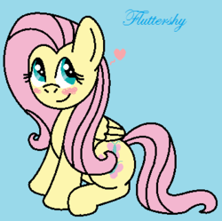 Size: 351x350 | Tagged: safe, artist:chey, fluttershy, g4, blushing, cute, female, heart, solo