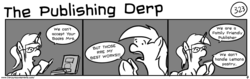 Size: 1280x404 | Tagged: safe, artist:tetrapony, derpy hooves, pegasus, pony, comic:the daily derp, g4, comic, female, mare, monochrome