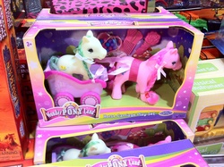 Size: 2592x1936 | Tagged: safe, pony, bootleg, carriage, choking hazard, irl, photo, toy, wonder pony land