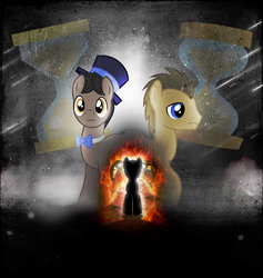 Size: 870x919 | Tagged: safe, artist:sitrirokoia, doctor whooves, eleventh hour, time turner, g4, dalek, day of the doctor, doctor who, eleventh doctor, tardis, tenth doctor