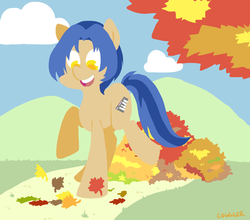 Size: 855x752 | Tagged: safe, artist:coggler, oc, oc only, autumn, leaves, solo