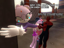 Size: 900x675 | Tagged: safe, artist:erichgrooms3, twilight sparkle, g4, 3d, blaze the cat, crossover, crying, gmod, male, scared, sonic the hedgehog (series), spider-man
