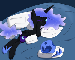 Size: 2231x1779 | Tagged: safe, artist:iados, nightmare moon, g4, female, helmet, solo, tired