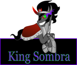Size: 971x823 | Tagged: safe, artist:legat-bf, king sombra, g4, antagonist, armor, dark magic, logo, magic, male, simple background, solo, sombra eyes, transparent background