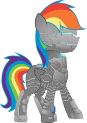 Size: 1600x2260 | Tagged: safe, artist:overdriv3n, rainbow dash, g4, crossover, dead space, female, solo