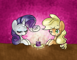 Size: 1006x783 | Tagged: safe, artist:chiuuchiuu, applejack, rarity, g4, candle, female, lesbian, ship:rarijack, shipping