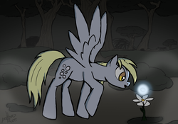 Size: 1000x700 | Tagged: safe, artist:anothermare, derpy hooves, pegasus, pony, g4, female, forest, mare, solo
