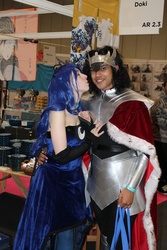 Size: 2848x4272 | Tagged: safe, artist:neko514, king sombra, princess luna, human, g4, 2013, convention, cosplay, female, irl, irl human, kissing, london mcm expo, male, photo, ship:lumbra, shipping, straight