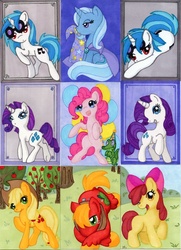 Size: 682x942 | Tagged: safe, artist:jenkiwi, apple bloom, applejack, big macintosh, dj pon-3, gummy, pinkie pie, rarity, trixie, vinyl scratch, earth pony, pony, unicorn, g4, female, filly, male, mare, stallion, traditional art