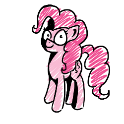Size: 500x500 | Tagged: safe, artist:inky-draws, pinkie pie, earth pony, pony, g4, animated, bouncing, dancing, female, looking at you, mare, party, ponk, simple background, smiling, solo, white background, wide eyes