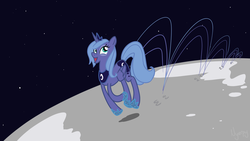 Size: 1280x720 | Tagged: safe, artist:nyerpy, princess luna, g4, female, happy, moon, pronking, s1 luna, solo