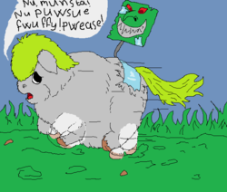 Size: 609x517 | Tagged: safe, artist:artist-kun, fluffy pony, goblin, fluffy pony original art, stupidity