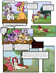 Size: 1024x1325 | Tagged: safe, artist:soulveiwinterfall, apple bloom, applejack, big macintosh, pinkie pie, scootaloo, spike, sweetie belle, twilight sparkle, twist, earth pony, pony, g4, blushing, cider, comic, dialogue, drunk, drunk aj, drunk twilight, drunkaloo, drunker belle, implied straight, male, older, scootamac, ship:mactwist, shipping, stallion, straight, thrackerzod, underaged drinking