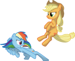 Size: 560x459 | Tagged: safe, artist:pablossb, applejack, rainbow dash, earth pony, pegasus, pony, fighting is magic, g4, duo, duo female, female, mare, simple background, transparent background