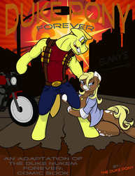 Size: 500x647 | Tagged: artist needed, safe, cigar, duke nukem, duke nukem forever, explosion, motorcycle, ponified