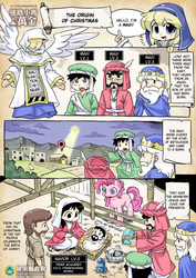 Size: 850x1199 | Tagged: safe, artist:shepherd0821, pinkie pie, angel, human, g4, balthazar, caspar, christianity, christmas, comic, google maps, jesus christ, melchior, nativity, religion, the magi, the three kings, three wise men, tony stark