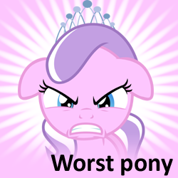 Size: 250x250 | Tagged: safe, artist:firestorm-can, diamond tiara, earth pony, pony, g4, ponyville confidential, angry, female, fixed, jewelry, meta, solo, spoilered image joke, teeth, tiara, tiarabuse, worst pony