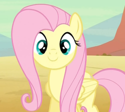 Size: 559x499 | Tagged: safe, screencap, fluttershy, pegasus, pony, g4, the last roundup, c:, cute, female, looking at you, mare, shyabetes, smiling, solo