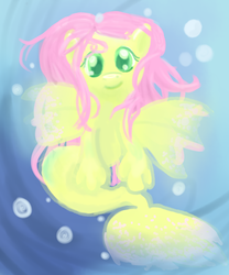 Size: 1000x1200 | Tagged: artist needed, safe, fluttershy, merpony, sea pony, g4, bubble, crepuscular rays, dorsal fin, female, fin, fin wings, fins, fish tail, flowing mane, flowing tail, green eyes, looking at you, mare, ocean, scales, seapony fluttershy, smiling, smiling at you, solo, spread wings, sunlight, swimming, tail, underwater, water, wings