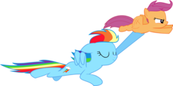 Size: 900x450 | Tagged: safe, rainbow dash, scootaloo, pegasus, pony, g4, female, filly, mare