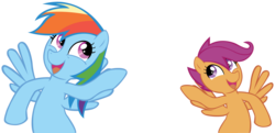 Size: 1495x723 | Tagged: safe, rainbow dash, scootaloo, g4, oh you