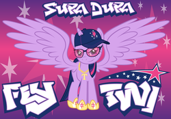 Size: 4000x2788 | Tagged: safe, artist:spokesthebrony, twilight sparkle, g4, cap, female, gangsta, hat, solo, sunglasses, swag, text, twilight sparkle (alicorn)