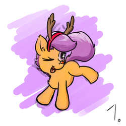 Size: 1000x1000 | Tagged: safe, artist:osakaoji, scootaloo, reindeer, g4, antlers, female, solo