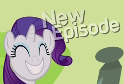 Size: 713x481 | Tagged: safe, screencap, rarity, castle mane-ia, g4, female, grin, new episode, smiling, solo, text