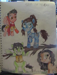 Size: 774x1032 | Tagged: safe, artist:wolfgirl-rawr, asami sato, bolin, korra, mako, ponified, the legend of korra