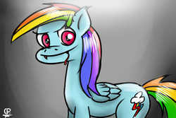 Size: 1800x1200 | Tagged: safe, artist:globalpredatorx, rainbow dash, vampire, g4, blood, female, solo