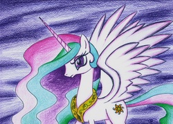 Size: 3437x2457 | Tagged: safe, artist:faye-raven, princess celestia, g4, female, solo, traditional art