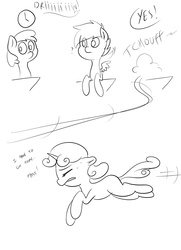 Size: 2480x3425 | Tagged: safe, artist:theponybox696, apple bloom, scootaloo, sweetie belle, earth pony, pegasus, pony, unicorn, comic:sweetie belle omorashi, g4, ponyville confidential, cutie mark crusaders, desperation, female, filly, monochrome, need to pee, omorashi, potty emergency, potty time