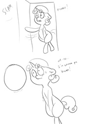 Size: 2480x3425 | Tagged: safe, artist:theponybox696, sweetie belle, pony, comic:sweetie belle omorashi, g4, ponyville confidential, bipedal, bladder, desperation, monochrome, need to pee, omorashi, potty dance, potty emergency, potty time, trotting in place, urine, x-ray bladder